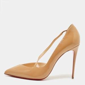 مملوكة مسبقًا Christian Louboutin Jumping Size 40.5 Beige Patent Leather D'orsay Pumps
