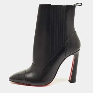 Pre Owned Christian Louboutin Me In The 90s Boots Size 37 Black Leather Ankle Length Boots