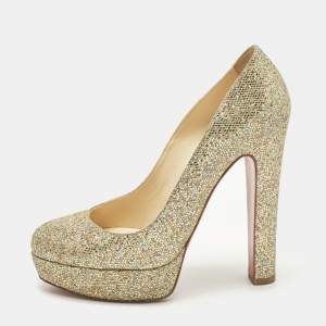 مملوكة مسبقًا Christian Louboutin Simple Size 38 Multicolor Glitter Platform Pumps