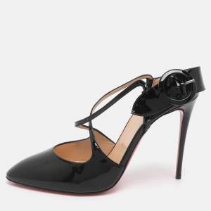 Pre Owned Christian Louboutin Crossfliketa Size 39 Black Patent Leather Pumps