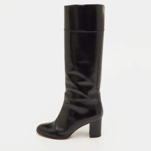 Pre Owned Christian Louboutin Tuba 70 Apollo Size 39 Black Leather Knee Length Boots