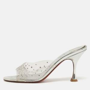 مملوكة مسبقًا Christian Louboutin Degramule Size 38.5 Transparent PVC Slide Sandals