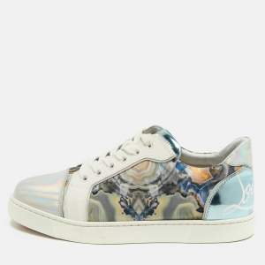 مملوكة مسبقًا Christian Louboutin Fun Vieira Size 38.5 Multicolor Fabric and Iridescent Leather Low Top Sneakers