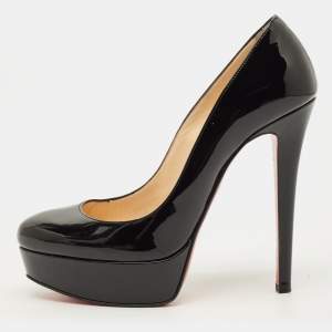Pre Owned Christian Louboutin Bianca Size 36 Black Patent Leather Platform Pumps