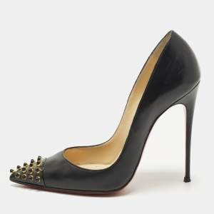 مملوكة مسبقًا Christian Louboutin Cabo Size 38.5 Black Leather Pumps