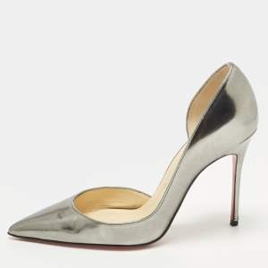 Pre Owned Christian Louboutin Iriza Size 36.5 Dark Grey Leather D'orsay Pointed Toe Pumps