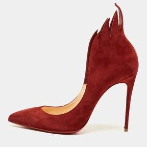 مملوكة مسبقًا Christian Louboutin Victorina Flame Size 36.5 Red Suede Pumps 