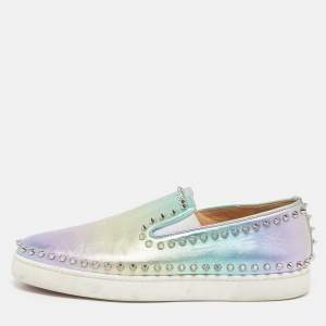 Pre Owned Christian Louboutin Spike Size 41 Multicolor Leather Slip On Sneakers