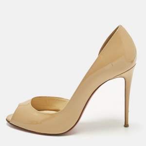 Pre Owned Christian Louboutin Demi You Size 41 Beige Patent Leather D'orsay Pumps