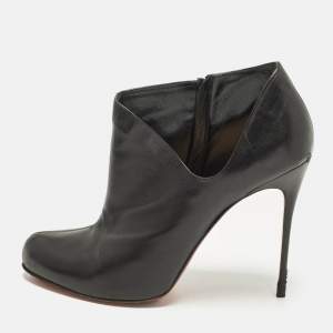 Pre Owned حذاء بوت للكاحل كريستيان لوبوتان ليسي جلد أسود مقاس 37.5