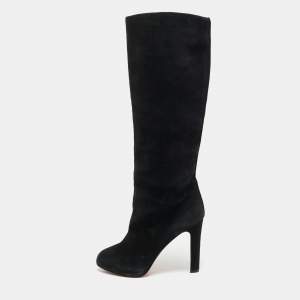 Pre Owned Christian Louboutin Size 39 Black Suede Knee Length Boots