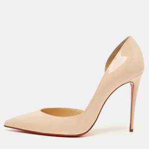 Pre Owned Christian Louboutin Iriza Size 39.5 Pink Patent Leather D'orsay Pumps