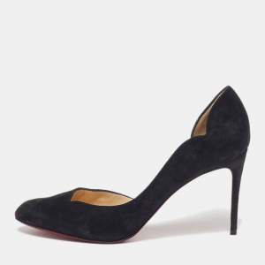Pre Owned Christian Louboutin Iriza Size 38 Black Suede D'orsay Pumps