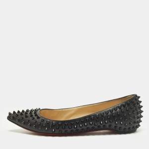 مملوكة مسبقًا Christian Louboutin Pigalle Spikes Size 38 Black Leather Ballet Flats