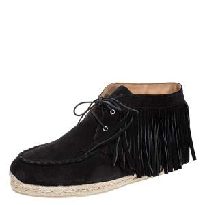 مملوكة مسبقًا Christian Louboutin Black Suede Cada Poca Crosta Espadrille Sneakers Size 40