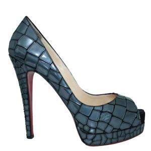 مملوكة مسبقًا Christian Louboutin Blue Mirror Sequin And Satin Mosaic Sobek Pumps Size 39