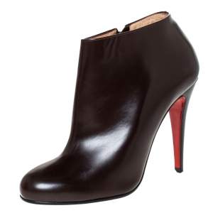 Christian Louboutin Brown Leather Ankle Booties Size 38