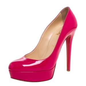 Christian Louboutin Hot Pink Patent Leather Bianca Platform Pumps Size 39.5
