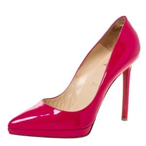 Christian Louboutin Pink Patent Leather Pointed Toe Pumps Size 39.5