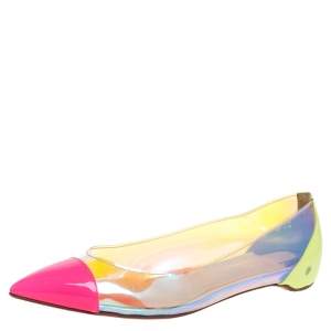 مملوكة مسبقًا Christian Louboutin Multicolor PVC and Leather Corbeau Ballet Flats Size 39