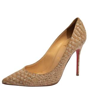 Christian Louboutin Beige Python Embossed Cork So Kate  Pumps Size 38