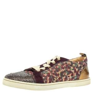 Christian Louboutin Multicolor Lurex and Suede Gandolastrass Low Top Sneakers Size 37.5