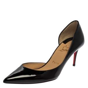 مملوكة مسبقًا حذاء كعب عالي كريستيان لوبوتان إيريزا جلد أسود لامع مقاس 39