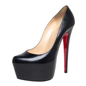 Pre Owned Christian Louboutin Black Leather Daffodile Platform Pumps Size 39