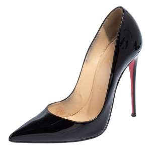 Pre Owned Christian Louboutin Black Patent Leather So Kate Pumps Size 38
