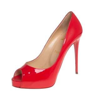 Christian Louboutin Red Patent Leather Very Prive Pumps Size 38.5