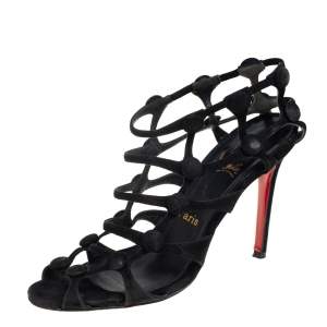 Christian Louboutin Black Suede Caged  Sandals Size 39