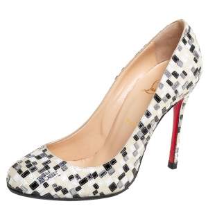 Pre Owned Christian Louboutin Multicolor Mosaic Fabric Fifi Pumps Size 40