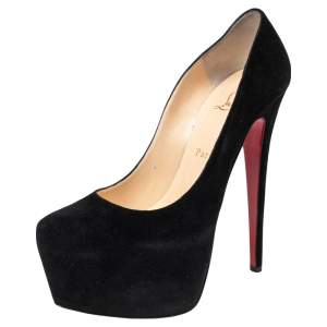 Pre Owned Christian Louboutin Black Suede Daffodile Platform Pumps Size 39.5