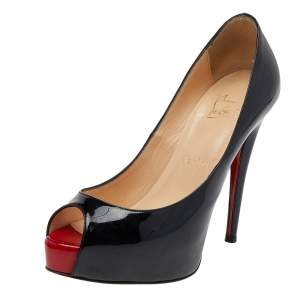 Christian Louboutin Black Patent Leather Lady Peep Toe Pumps Size 36.5