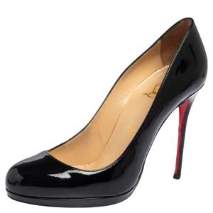 Christian Louboutin Black Patent Leather New Simple Pumps Size 38.5