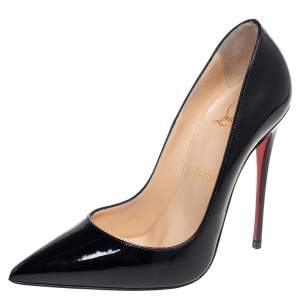 Christian Louboutin Black Patent Leather So Kate Pointed Toe Pumps Size 38