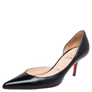 Pre Owned Christian Louboutin Black Leather Iriza Pumps Size 39