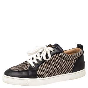 Christian Louboutin Black/White Leather And Fabric  Orlato  Low Top Sneakers Size 41