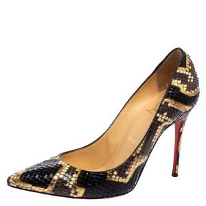 Pre Owned Christian Louboutin Multicolor Stripe Snakeskin Pigalle Follies Pumps Size 37.5
