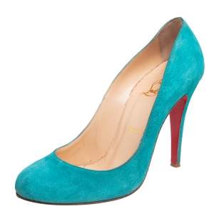 Christian Louboutin Blue Suede Simple Pumps Size 37.5