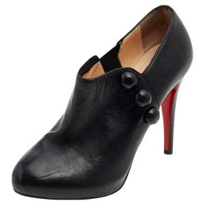 Christian Louboutin Black Leather C'est Moi Ankle Booties Size 37.5