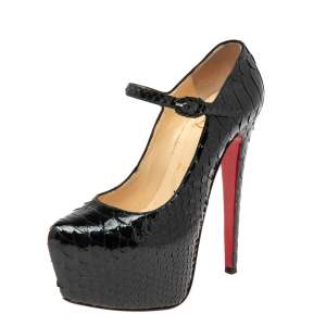 Christian Louboutin Black Python Leather Daffodile Pumps Size 36