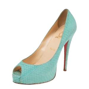 Christian Louboutin Turquoise Green Python Very Prive Pumps Size 39