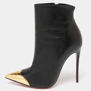 حذاء بوت كاحل كريستيان لوبوتان كلاميجاني جلد أسود بمقدمة مدببة مقاس 35.5
