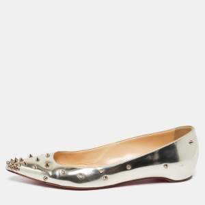 Christian Louboutin Light Gold Leather Degraspike Ballet Flats Size 41