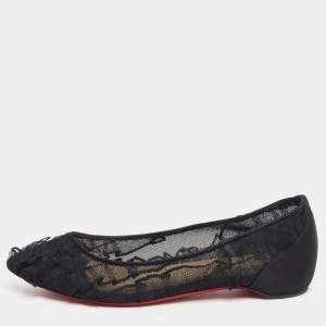 مملوكة مسبقًا Christian Louboutin Black Lace Eloise Ballet Flats Size 36