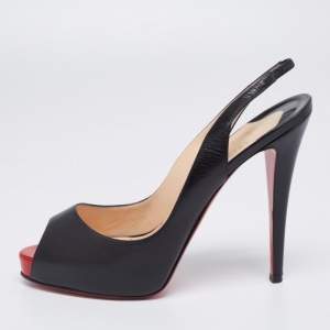 Christian Louboutin Black Leather No Prive Slingback Sandals Size 40