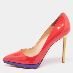 Christian Louboutin Tri-Color Patent Leather Pigalle Plato Pumps Size 40