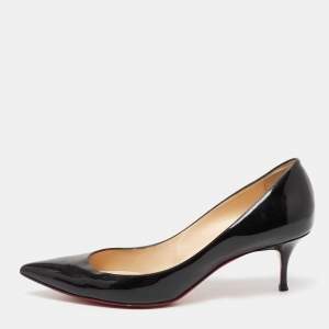 Pre Owned Christian Louboutin Black Patent Leather New Piaf Pumps Size 40.5