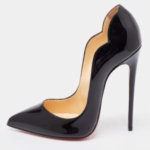 Pre Owned Christian Louboutin Black Patent Leather Hot Chick Pumps Size 37